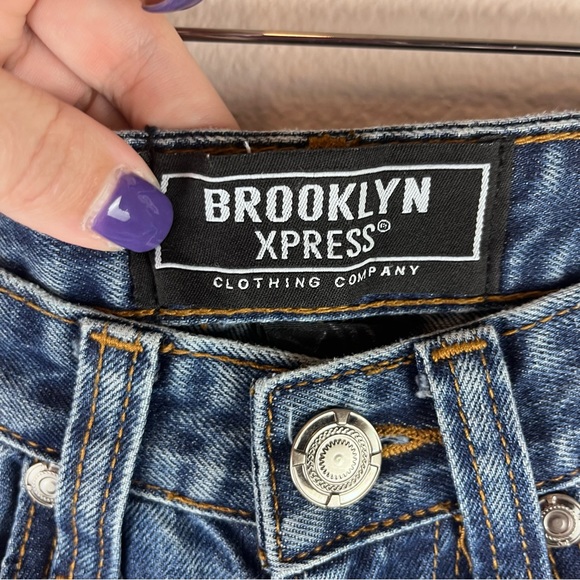 Vintage Jeans Mens 30X30 Y2K Brooklyn Xpress Distressed Patch Denim Destroyed - Picture 3 of 12